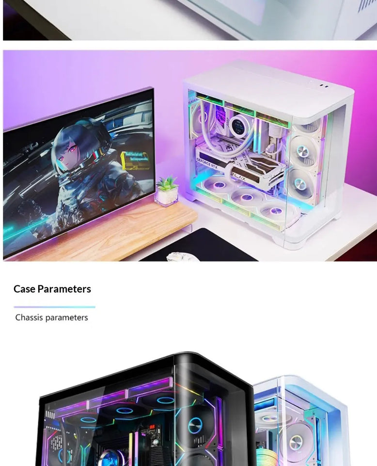 WJCOOLMAN Sky Ceiling PLUS ATX curved glass sea-view room computer case Supports 360-degree water cooling