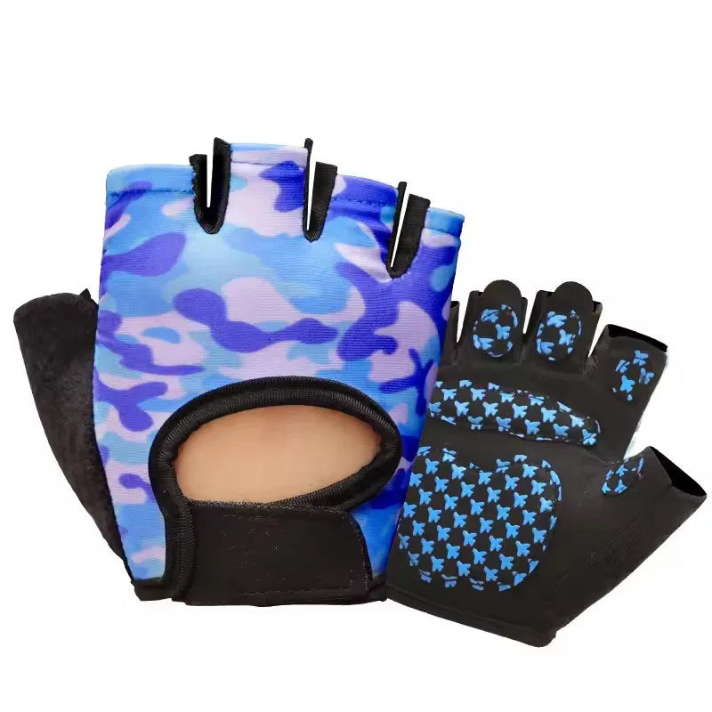 Spring and Summer Breathable Children's Half Finger Cycling Gloves Outdoor Sports Anti Slip and Wear-resistant Protective Gloves