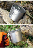 Tiartisan 350ml 750ml Tatinium Cup Hiking Tableware Fodable Handle Coffee Cups with lids Lightweight Frosted Cup Mugs