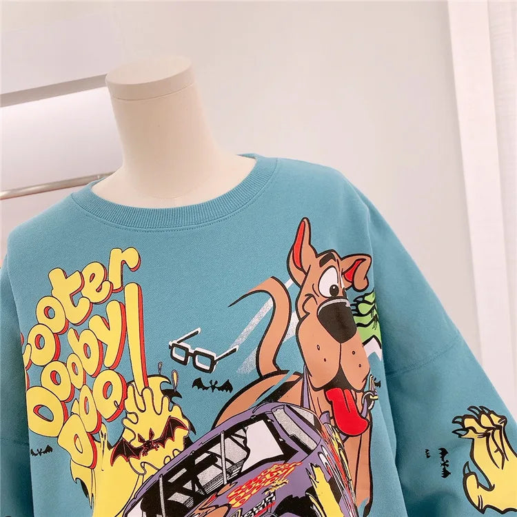Letter Printing Sweatshirt Women High Street Cartoon Puppy Car Clothes Casual Crew Neck Sweater Bulk Items Wholesale Lots