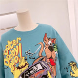 Letter Printing Sweatshirt Women High Street Cartoon Puppy Car Clothes Casual Crew Neck Sweater Bulk Items Wholesale Lots