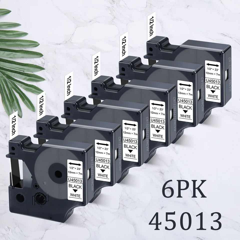 3~6PK Dymo D1 Label Tape 45013 for Dymo Label Maker Refill Black on White Compatible for DYMO LabelManager 160 280 Label Printer