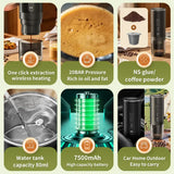 Electric Espresso Coffee Machine for Car & Home Camping Portable Coffee Maker Capsule Powder Travel 2-in-1 Wireless Coffee Maker