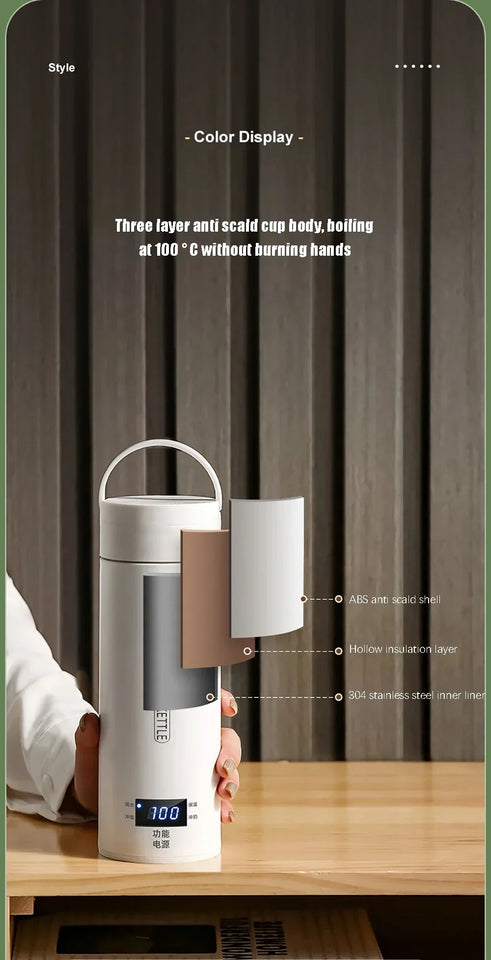 Portable Electric Kettles Tea Coffee Kettle Mini Travel Boil Water Stewable Keep Warm Appliances Thermo Anti-Scald Bottle
