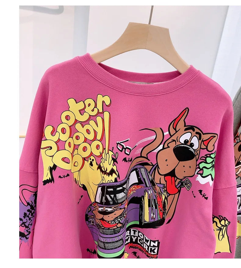 Letter Printing Sweatshirt Women High Street Cartoon Puppy Car Clothes Casual Crew Neck Sweater Bulk Items Wholesale Lots