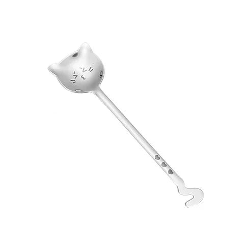 Funny Cat Spoons Cute Cartoon Meow Teaspoons for Coffee Dessert Cake Long Tail Spoon Birthday Gift Kitchen Tableware Accessories