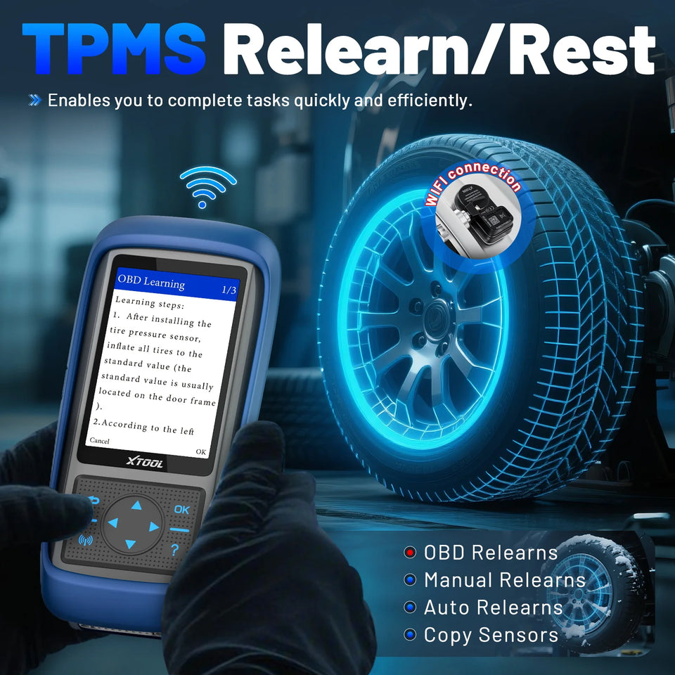 XTOOL TP150 WiFi TPMS Diagnostic Tool Program TS100 Sensor Read/Clear DTCs OBD2 TPMS Activate & Relearn All Sensors Free Update