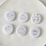 6pcs/set 45mm Cute Cartoon Mini Enamel Pins Kawaii Badges for Bag Denim Jacket Scrapbook Journal Girly Collectible Badge Pins