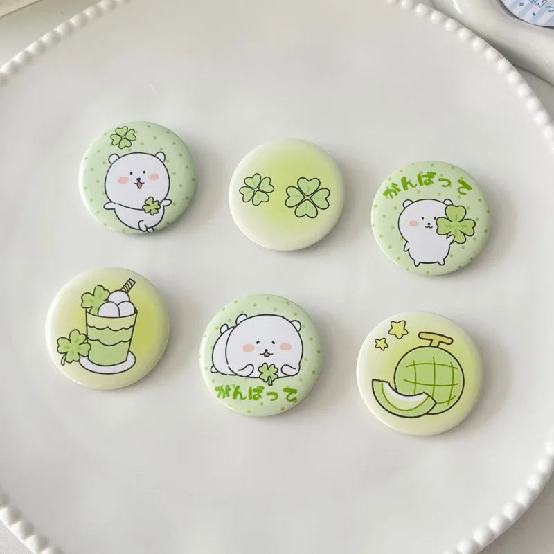 6pcs/set 45mm Cute Cartoon Mini Enamel Pins Kawaii Badges for Bag Denim Jacket Scrapbook Journal Girly Collectible Badge Pins