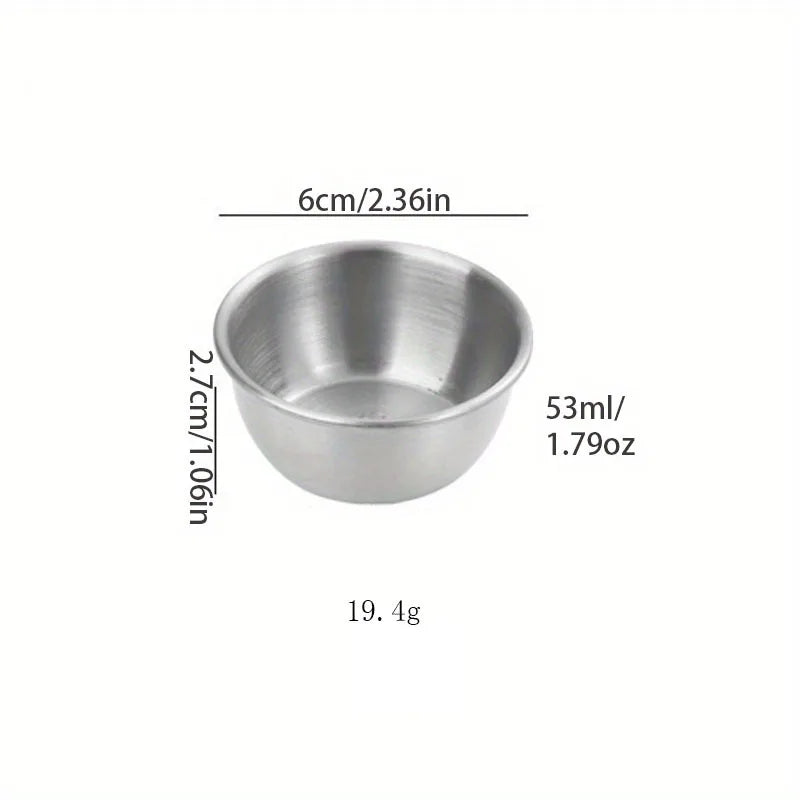 Heavy Duty Thickened 4/12 Pcs Round Stainless Steel Sauce Dishes Reusable Dipping Cups Corrosion-Resistant Commercial Grade