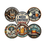 6pcs 10cm Wooden Vintage Beer Themed Coaster Tea Coffee Cup Pad Heat Resistant Round Bowl Teapot Mat Wood Placemats Coasters