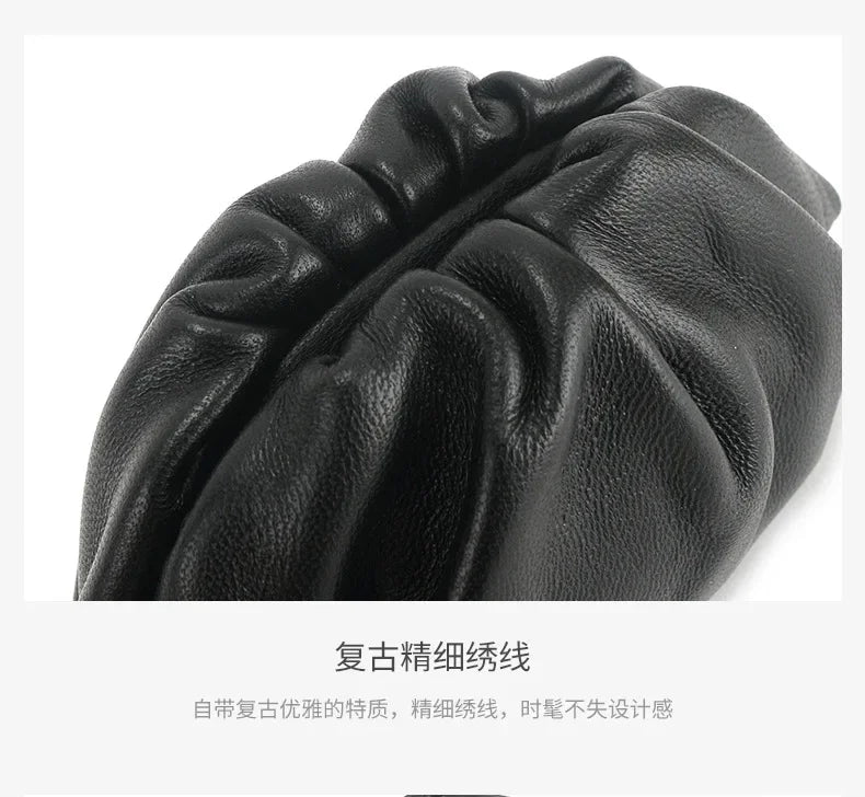 2025 Early Spring  Ins Soft Waxy MiniSheepskin Gentle Advanced Feeling Wrinkled Cloud Neck Croissant Horn Change Bag
