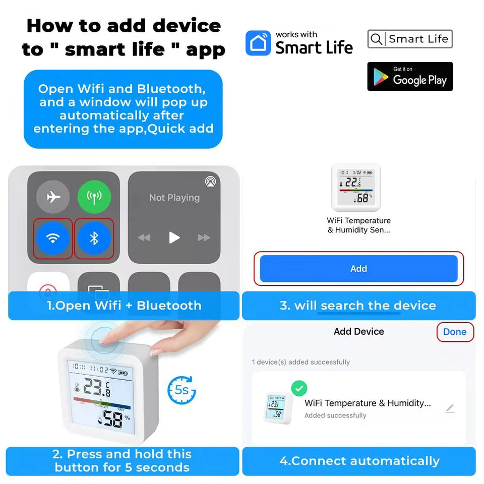Tuya Zigbee 3.0 WiFi Temperature Humidity Sensor Smart Thermometer Hygrometer APP Remote Control Work with Yandex Alexa
