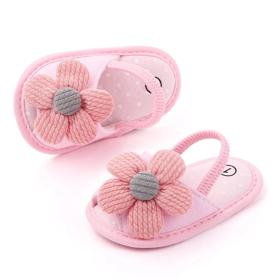 Baby Sandal with Hairband Cute Flower Design Soft Cotton Sandal for Spring and Summer Baby Girl 0-18M