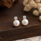 Dainashi 7-8mm Natural Freshwater Pearl Stud Earrings for Women Dainty Crystal Pearl Earrings Jewelry Gift 2026 New Arrivals