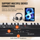 SucceBuy 61 Key Digital Keyboard Piano Electric Portable Piano 200 Tones 200 Rhythms or 600 Tones 500 Rhythms for Beginner Use