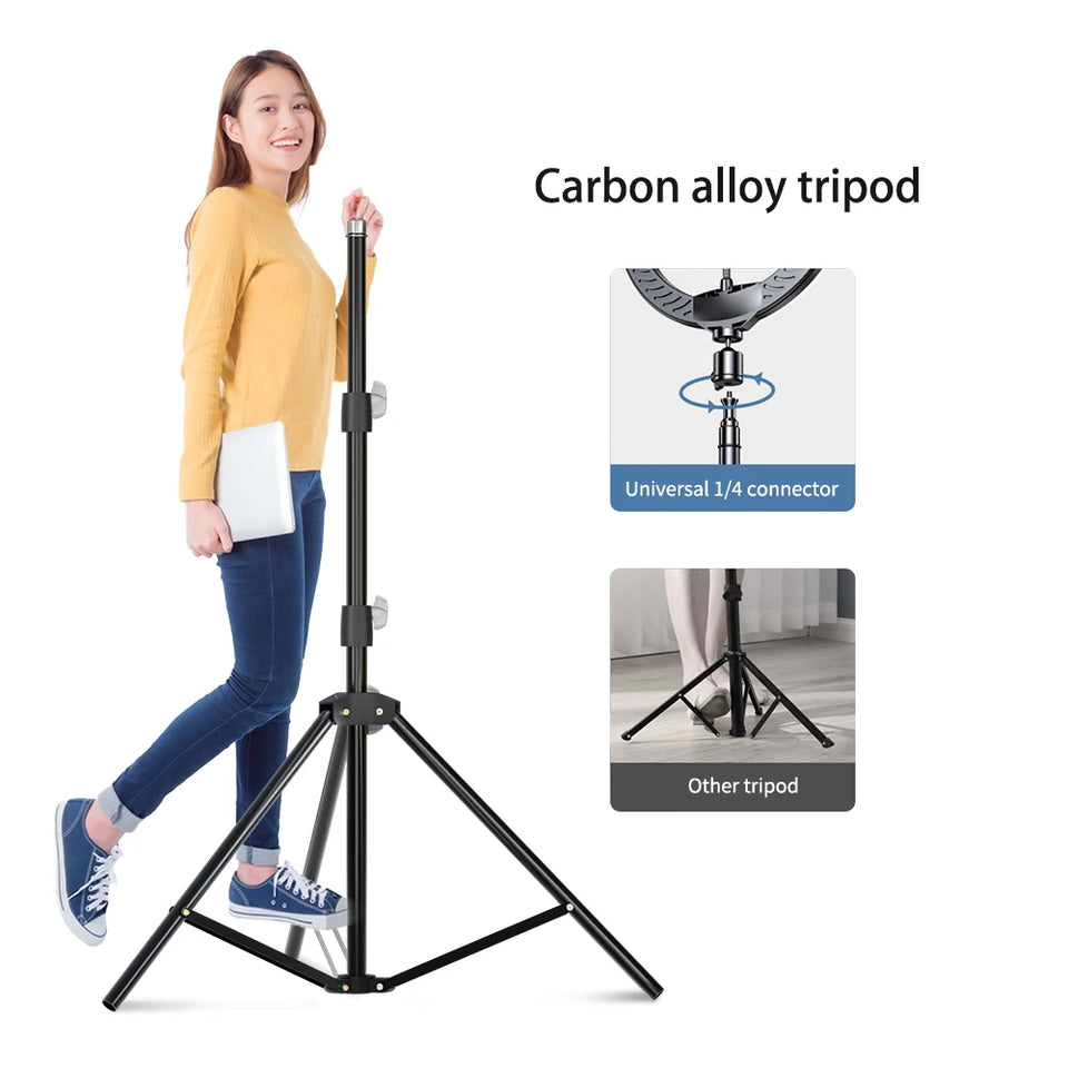 200/170/150/55cm Selfie Tripods Aluminum Light Stand For Phone Stand Mount Digital Camera Tripod With Clip Bluetooth Controller