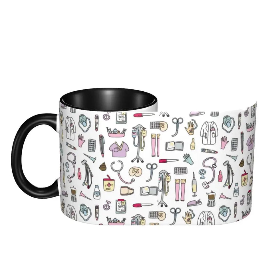 Pink Doctor Nurse Coffee Mugs DIY Customized Enfermera En Apuros Ceramic Milk Tea Mug Cup
