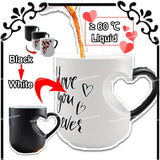 Heat Sensitive Color Changing Heart Handle Mug Strange Rare Mate Couple Valentine's Day Wedding Coffee Mug Cup Festival Gifts