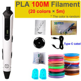 New 3D Printing Pen LCD Display Screen 1.75mm ABS/PLA 0.7mm Diameter Material Kids DIY Drawing Pen Christmas Birthday Gifts