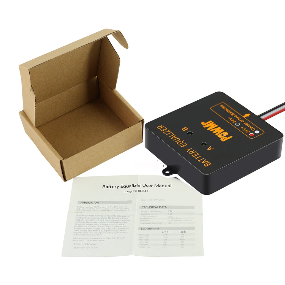 PowMr USA 24V 48V Battery Equalizer Voltage Balancer Equalize Voltage of Power Bank for Lifepo4 Battery to Extend Battery Life