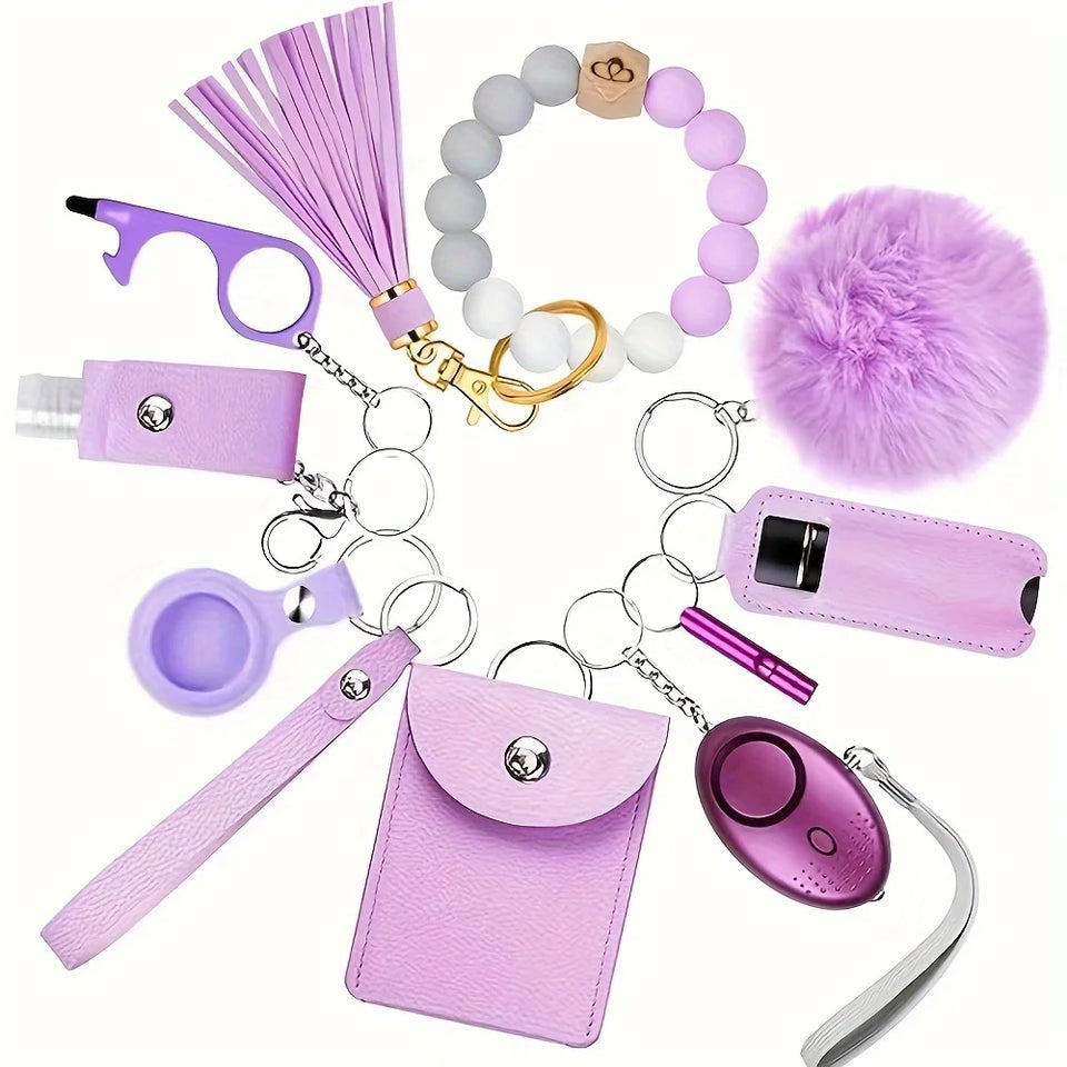 Self Defense Security KeychainSafety Keychain Full Set Set with Personal Alarm Protective Keychain Accessories for Women Girls