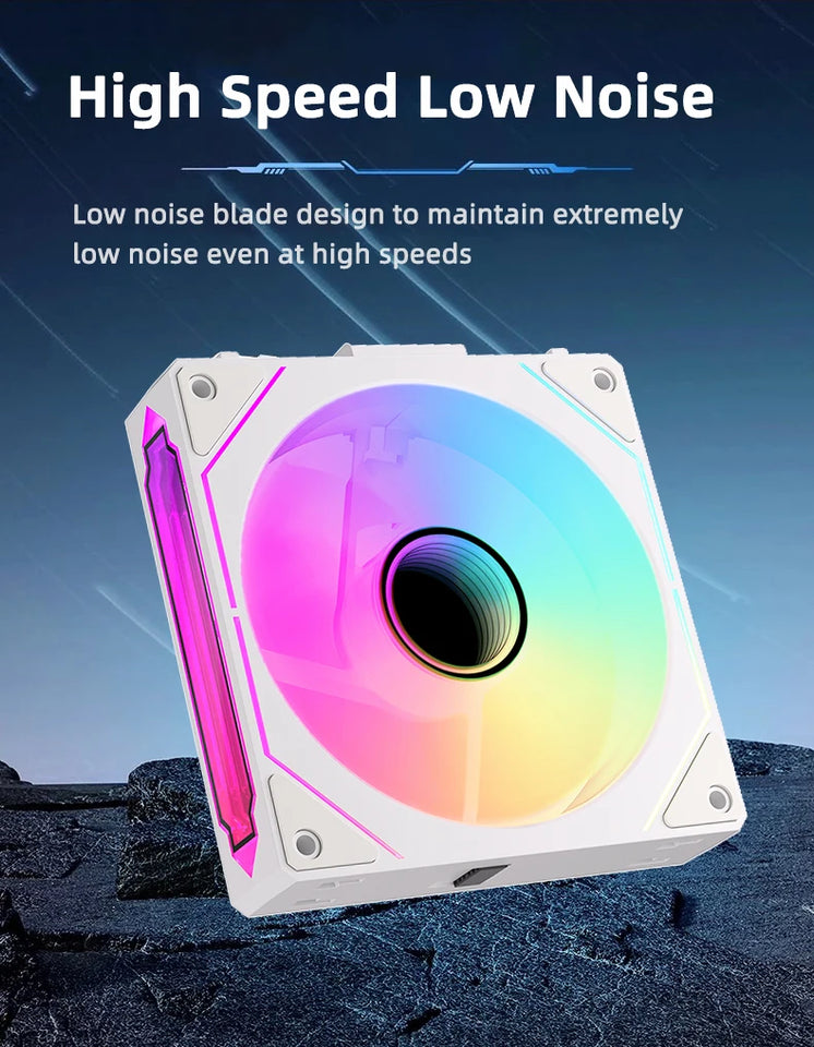 COOLCIRC PC Case Fan 120mm ARGB  Mirror Cycle Light Effect CPU Cooler Fan 4PIN PWM 58.36CFM Fan for Computer Water Cooler