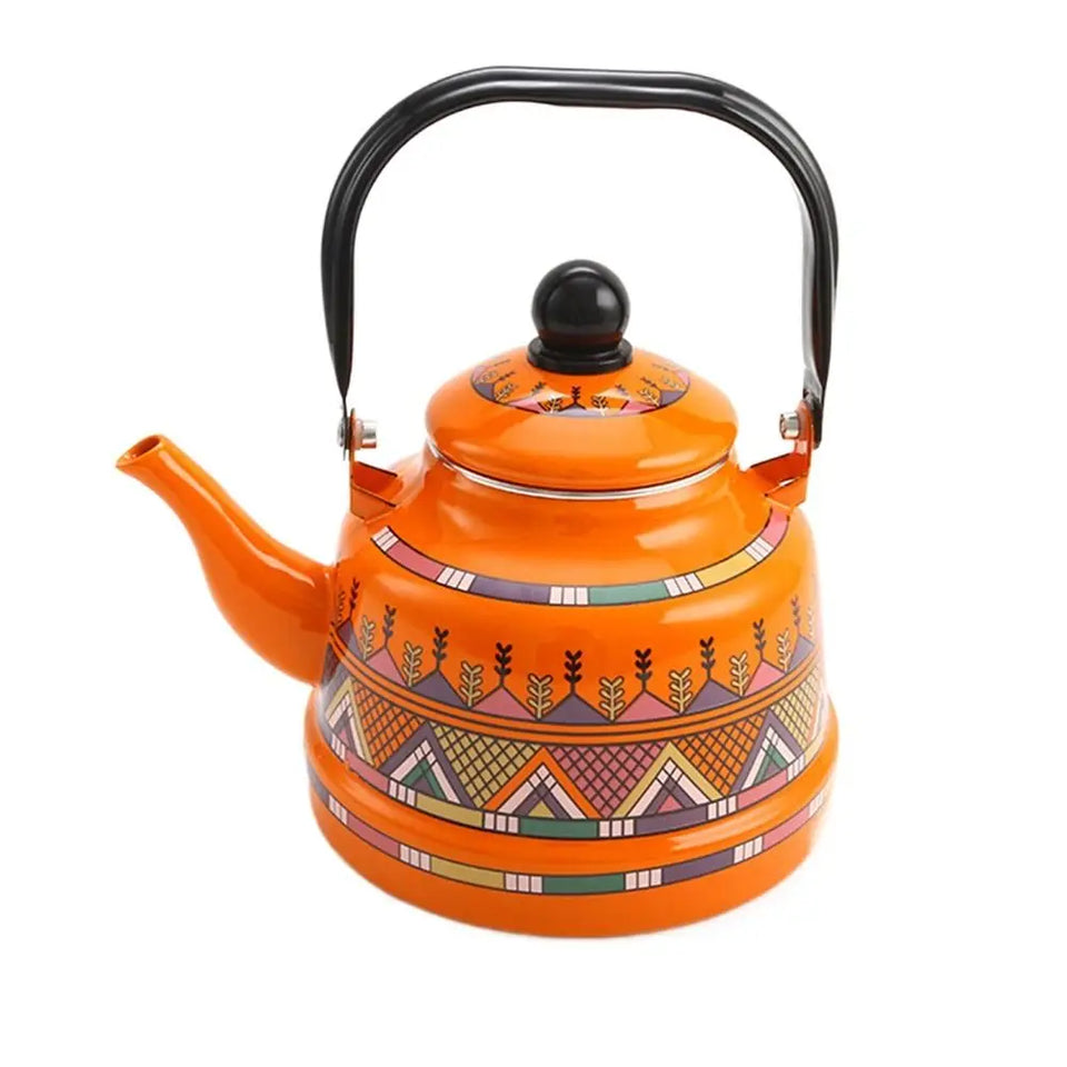 Classic Design Enamel Enamel Tea Kettle European Style Handmade Tea Pot Unbreakable No Whistling Water Kettle Restaurant