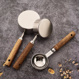 Gold Wooden Handle Stainless Steel Measuring Cups Spoons Baking Tools Coffee Measuring Spoon Set Bartending Scale Accessories