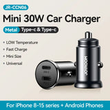 Joyroom 30W Car Charger Adapter PD QC3.0 Mini USB Charger Fast Charging Phone Charger for iPhone Samsung Galaxy Car Accessories
