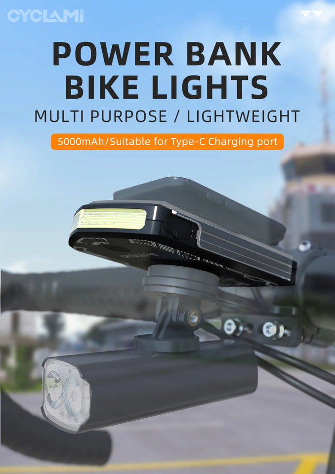 CYCLAMI RVL01 Bicycle Headlight Bike Light Cycling 5000mAh Type-C Charging Front Lamp For Garmin XOSS IGPSPORT COOSPO GEOID
