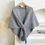 Fashion Solid Color Knitted Shawl Soft Neck Wrap Sweater Shawl Cape Winter Warm Thickened Wool Blended Shawl