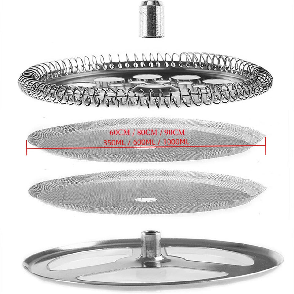 4pcs French-Press Filters Mesh Filter Spiral Plate Cross Plate Replacement 350/600/1000ml For Coffee Machine
