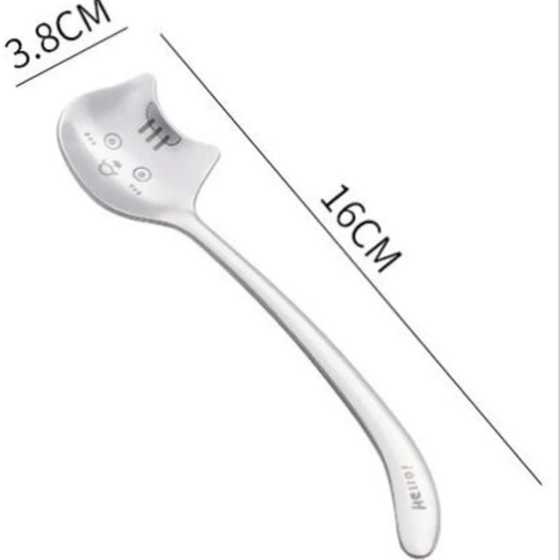 1PCS Cute Cat Coffee Spoon 304 Stainless Steel Cat Spoon Teaspoon Long Handle Flatware Gift Tableware Coffee Accessories