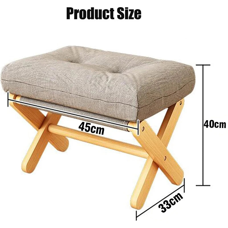 Household Small Stool Foldable Sofa Stool for Living Room Foot Stool Beech Wooden Leisure Low Stool Portable Desk Footrest