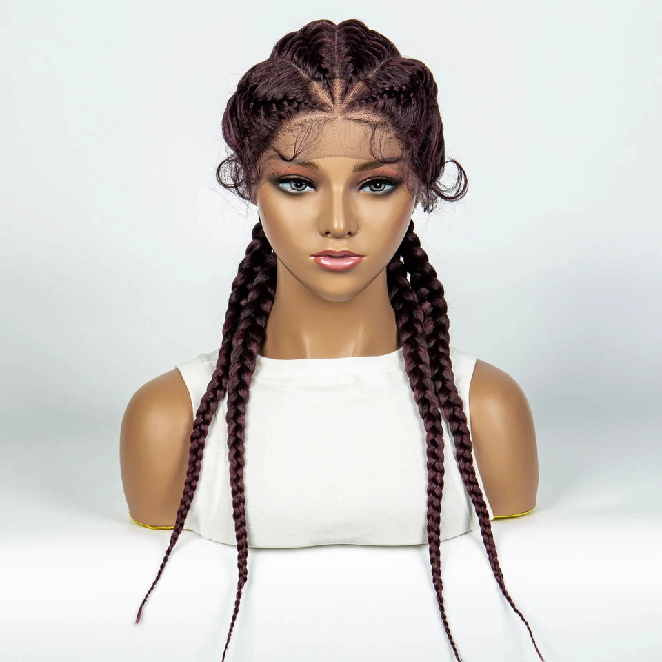 KIMA New Arrival 26 Inches Braided Wigs Synthetic Lace Front Hair Wig With Baby Hair for Black Women