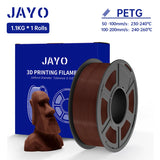 JAYO PETG/PETG Clear 3D Printer Filament 1.75 ±0.02mm 1.1kg/roll High Toughness Neatly Wound Filament Fit Most FDM Printer