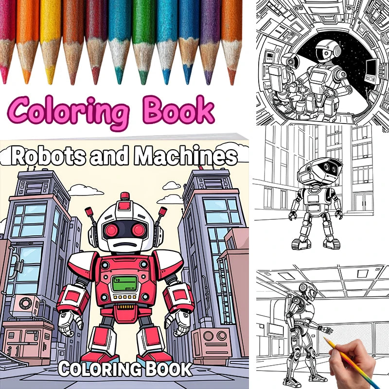 Robots Coloring Book for Adult | 28 Pages Colouring Book, Drawing Supplies for Christmas, Thanksgiving