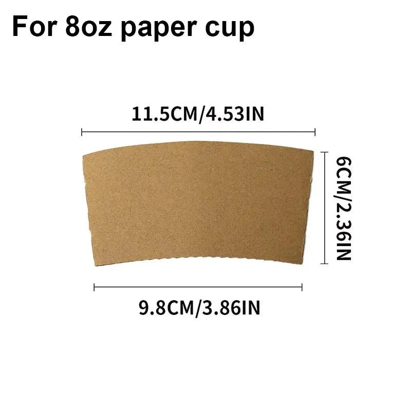 50/100pcs Kraft Paper Coffee Cup Sleeves Disposable Cup Cover Drinks Protective Cover Non-Slip  Heat Insulation Cardboard Holder