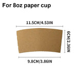 50/100pcs Kraft Paper Coffee Cup Sleeves Disposable Cup Cover Drinks Protective Cover Non-Slip  Heat Insulation Cardboard Holder