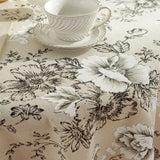Cotton Linen Nodic Pastoral Black Peonies Black Tassel 150cm Round Tablecloth for Coffee Tables Table Cover Round Table Cloth
