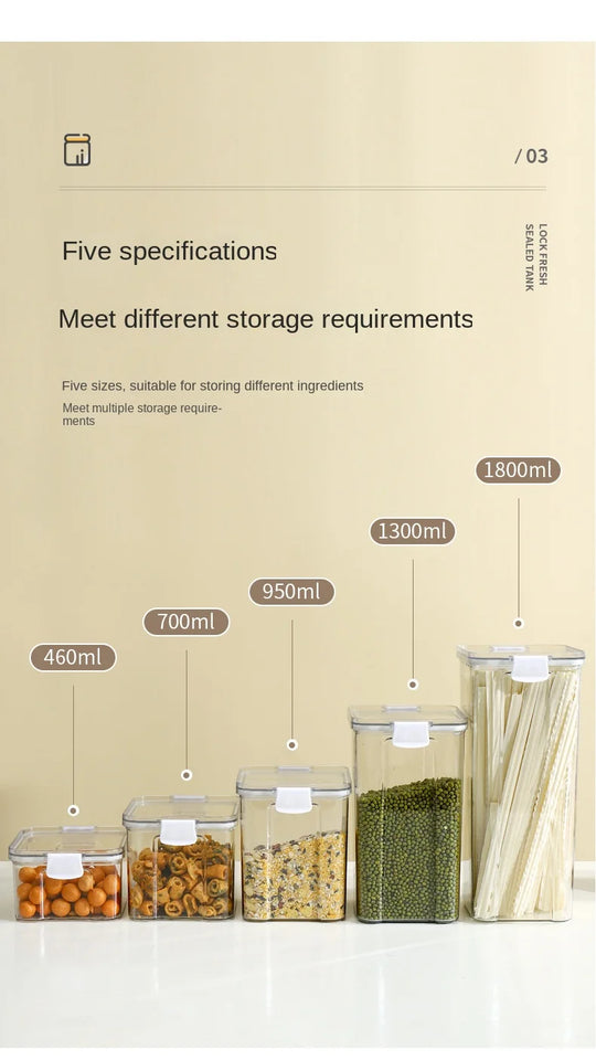Sealed Jars For Kitchen Storage Box Grain Coffee Bean Sealed Tanks Large Capacity Moisture proof Transparent Seasoning Jar Set