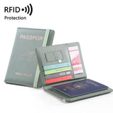 New Solid Color Passport Holder RFID Blocking Ticket Slot Clip Protective Cover Protector Leather Travel Card Bag