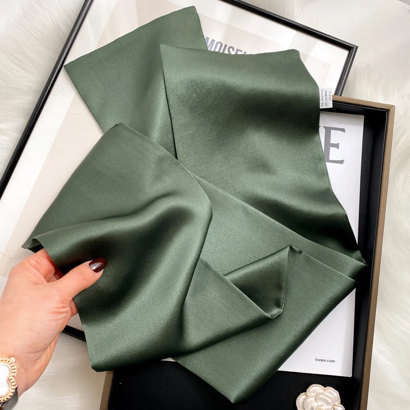 Fashion Design 100% Real Silk Skinny Scarves Handle Bag Ribbons Foulard Tie Hair Band Neckerchief Print Headbands For Women