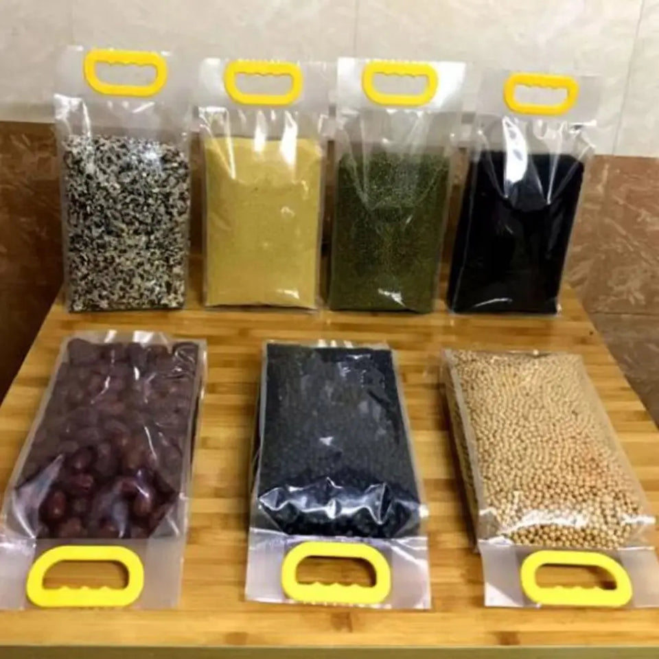 10pcs 5kg/10kg Rice Grain Packaging Bag Plastic with Handle Food Vacuum Bag Insect Proof Moisture-proof Food Storage Sealed Bag