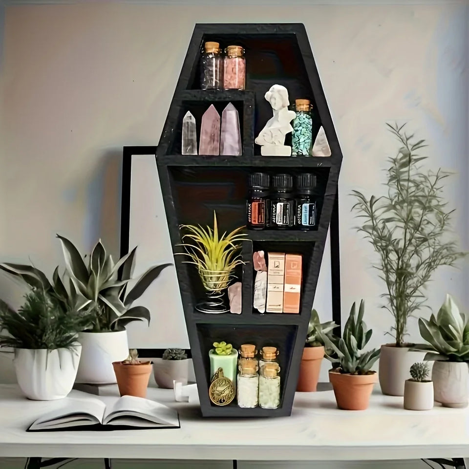 A Wooden Coffin Rack Basket Suitable For Crystal Display, With Gothic Wall Decoration, Suitable For gift,Suitable for decorating