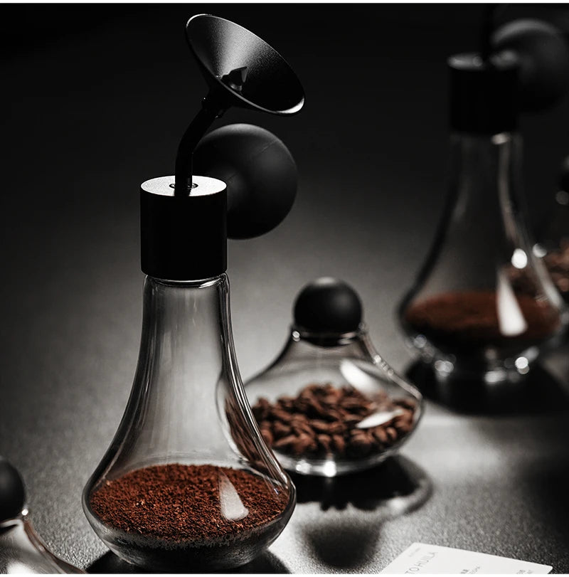MHW-3BOMBER Coffee Aroma Bottle Coffee Display Jar Glass Creative Fragrance Bottle Coffee Aroma Display Coffee Accessories