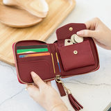 Women's Fringe Square Zipper Purse, Short Money Clip, All Simple Card Bag, Multi-functional Fashion Purse, New, 2024