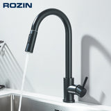 Black Pull Out Kitchen Faucet Deck Mounted Flexible Hot And Cold Water Kitchen Sink Mixer Tap With Stream Shower Modes Nozzle