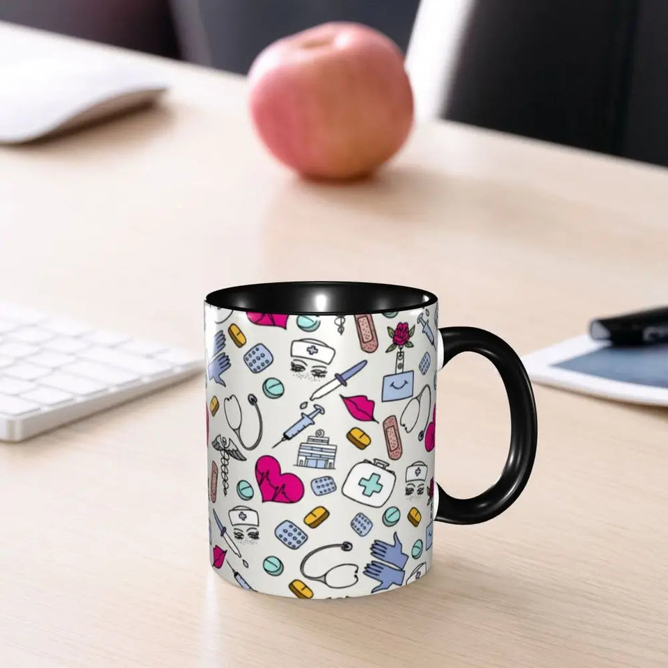 Pink Doctor Nurse Coffee Mugs DIY Customized Enfermera En Apuros Ceramic Milk Tea Mug Cup